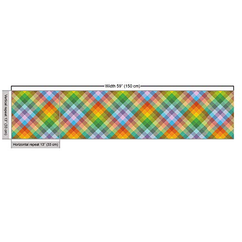 Ambesonne Plaid Fabric by The Yard, Colorful Summery Classical Bri...