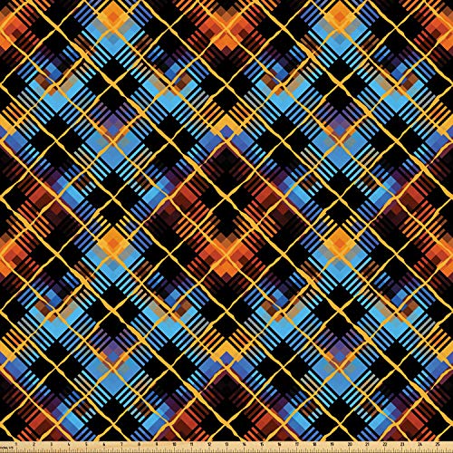 Ambesonne Plaid Fabric by The Yard, Contemporary Design of Geometr...