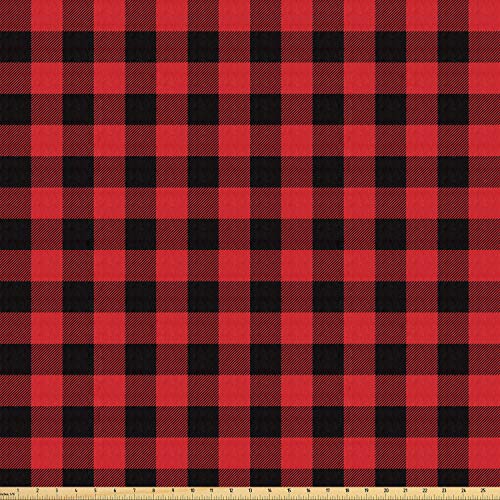 Ambesonne Plaid Fabric by The Yard, Lumberjack Fashion Buffalo Che...