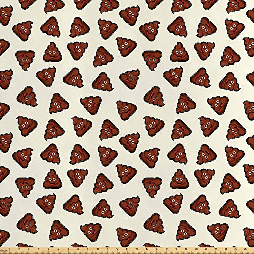 Ambesonne Poop Emoji Fabric by The Yard, Continuous Style Humorous...