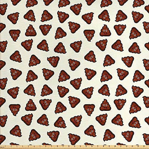Ambesonne Poop Emoji Fabric by The Yard, Continuous Style Humorous...