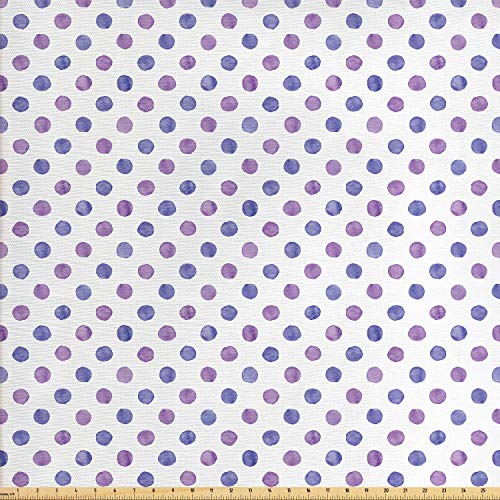 Ambesonne Purple Fabric by The Yard, Watercolor Paint Style Nostal...