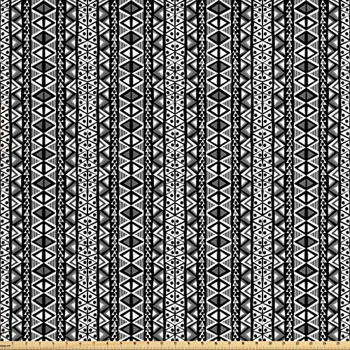 Ambesonne Retro Fabric by The Yard, Boho Pattern in Black and Whit...