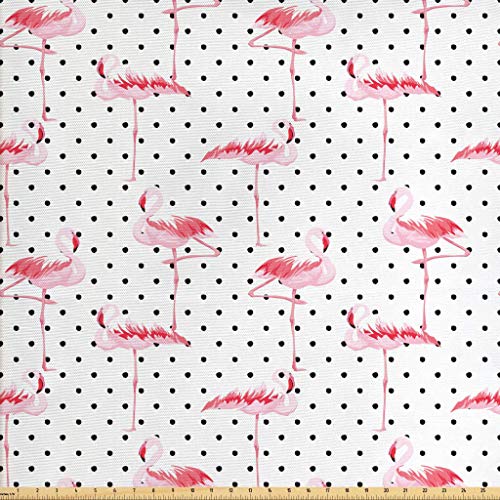 Ambesonne Retro Fabric by The Yard, Flamingo Birds on Minimalist P...