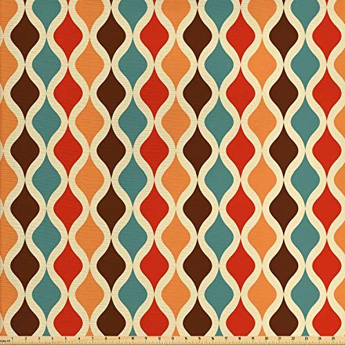 Ambesonne Retro Fabric by The Yard, Funk Different Vintage Pattern...