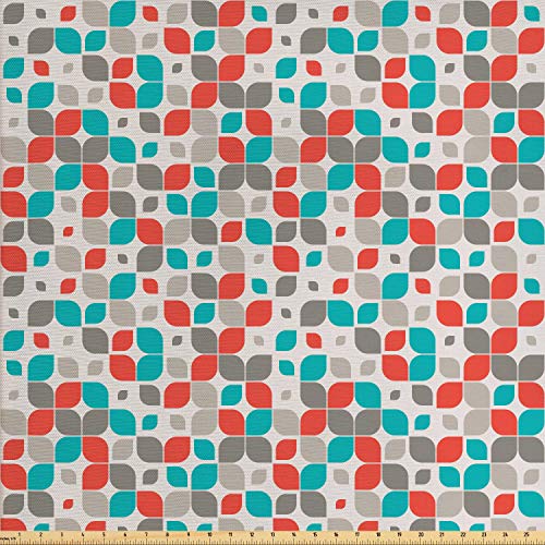 Ambesonne Retro Fabric by The Yard, Old Fashioned Style Abstract M...