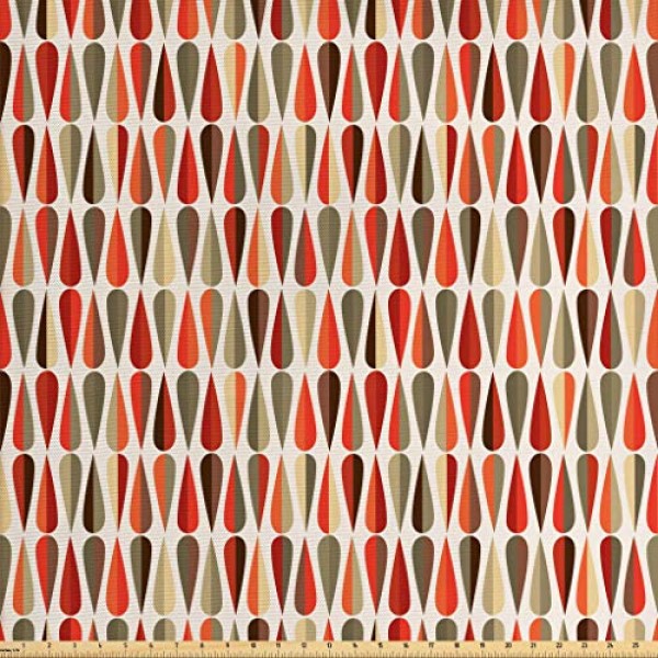 Ambesonne Retro Fabric by The Yard, Sixties and Seventies Style Ge...