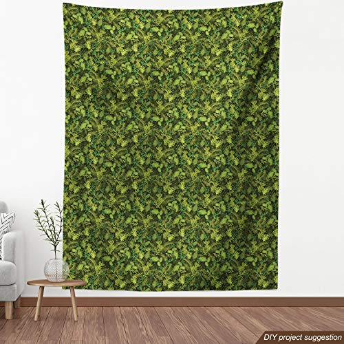 Ambesonne Sage Fabric by The Yard, Evergreen Christmas Tree Conife...