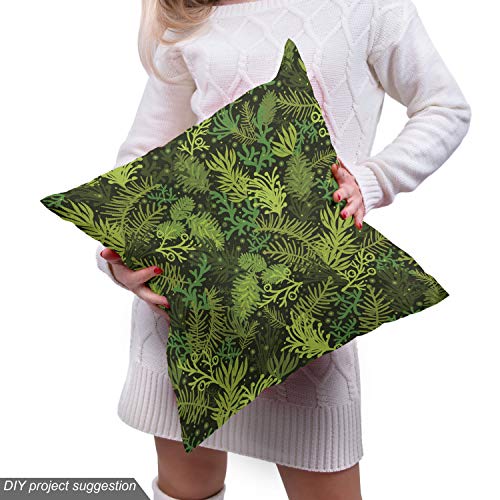 Ambesonne Sage Fabric by The Yard, Evergreen Christmas Tree Conife...