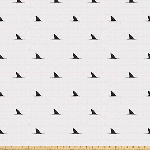 Ambesonne Sea Animals Fabric by The Yard, Pattern of Shark Fins Sp...