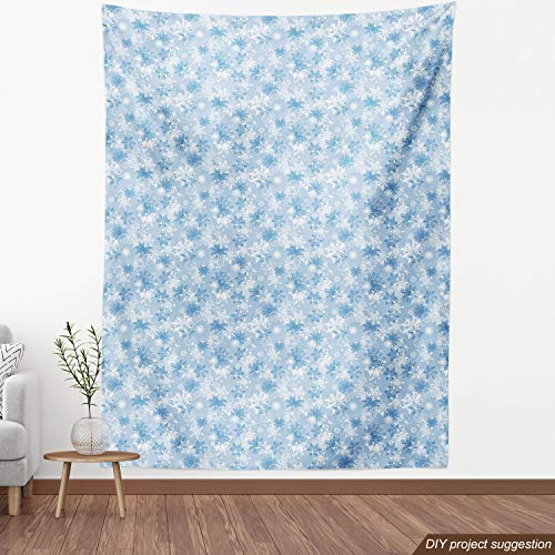 Ambesonne Snowflake Fabric by The Yard, Winter Holiday Illustratio...