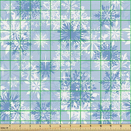 Ambesonne Snowflake Fabric by The Yard, Winter Holiday Illustratio...