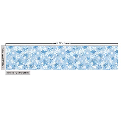 Ambesonne Snowflake Fabric by The Yard, Winter Holiday Illustratio...