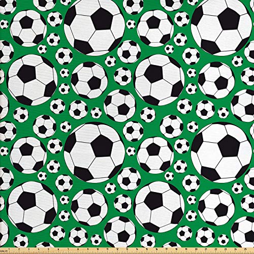 Ambesonne Soccer Fabric by The Yard, Various Sizes Footballs Patte...