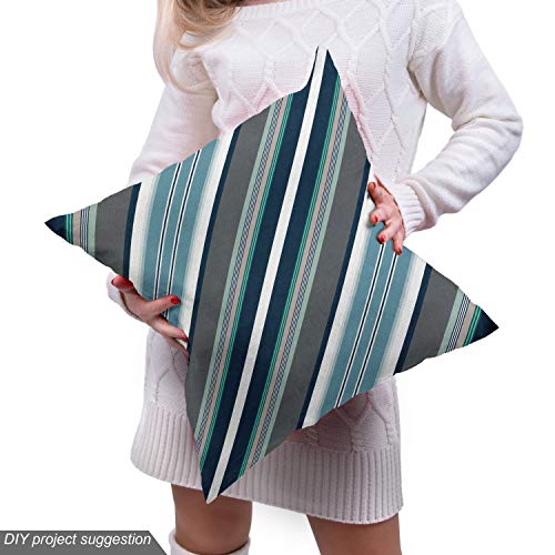Ambesonne Striped Fabric by The Yard, Navy Retro Style Diagonal St...