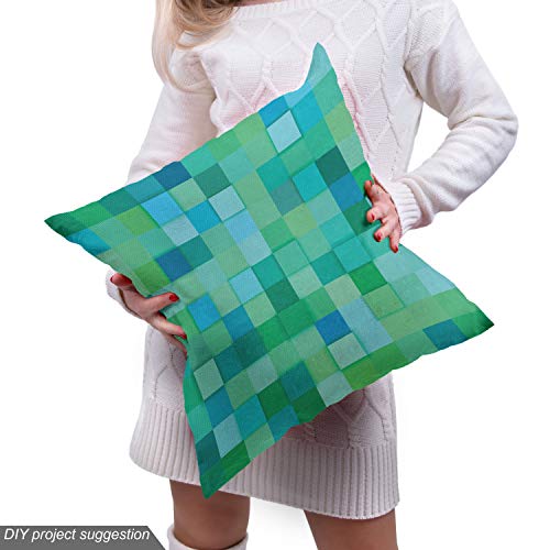 Ambesonne Teal Fabric by The Yard, 3D Cube Pattern Abstract Square...