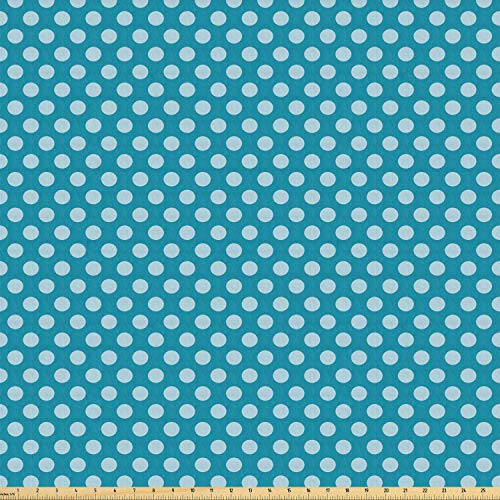 Ambesonne Teal Fabric by The Yard, Retro Style Pattern with Polka ...