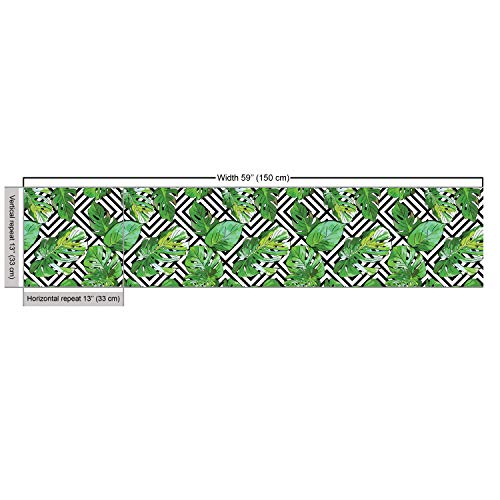 Ambesonne Tree Fabric by The Yard, Macro Palm Leaves on Minimalist...