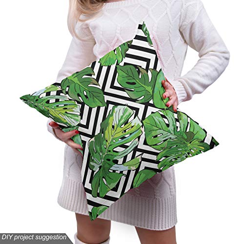 Ambesonne Tree Fabric by The Yard, Macro Palm Leaves on Minimalist...