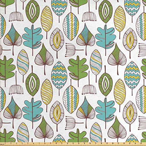 Ambesonne Tree Fabric by The Yard, Scandinavian Design Leaf Modern...