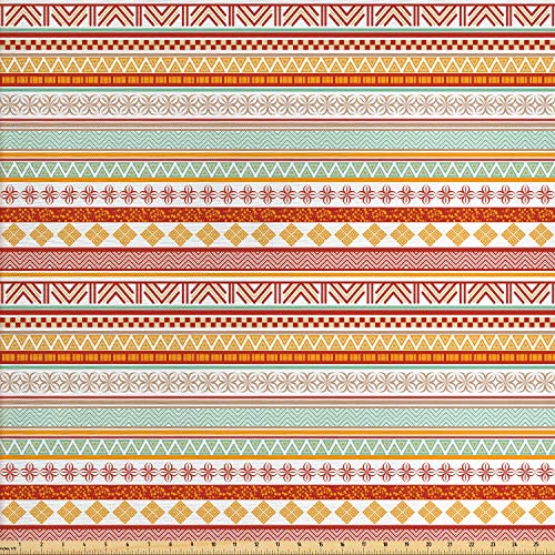 Ambesonne Tribal Fabric by The Yard, Striped Vintage Pattern with ...