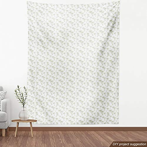 Ambesonne Tropical Fabric by The Yard, Tropical Coconut Palm Trees...