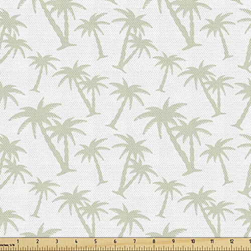 Ambesonne Tropical Fabric by The Yard, Tropical Coconut Palm Trees...
