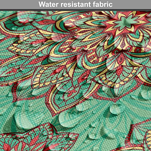 Ambesonne Turquoise Fabric by The Yard, Eastern Oriental Pattern o...