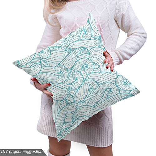 Ambesonne Turquoise Fabric by The Yard, Ocean Themed Waves Abstrac...