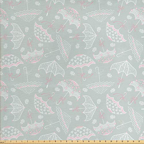 Ambesonne Umbrella Fabric by The Yard, Vintage Wedding Parasols Br...