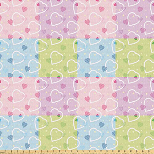 Ambesonne Valentine Fabric by The Yard, Big Little Heart Motifs on...