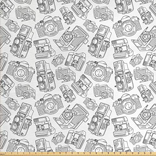 Ambesonne Vintage Fabric by The Yard, Antique Old Camera Monochrom...