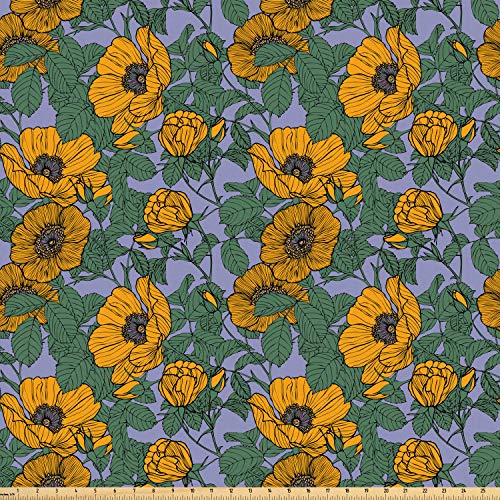 Ambesonne Vintage Fabric by The Yard, Art Nouveau Inspired Tender ...