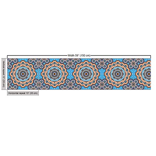 Ambesonne Vintage Fabric by The Yard, Moroccan Ceramic Tile Inspir...