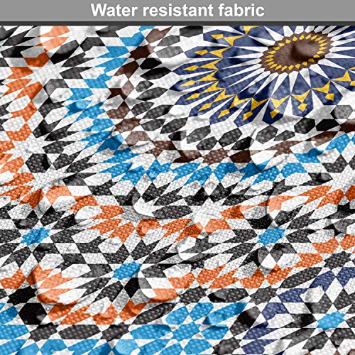 Ambesonne Vintage Fabric by The Yard, Moroccan Ceramic Tile Inspir...