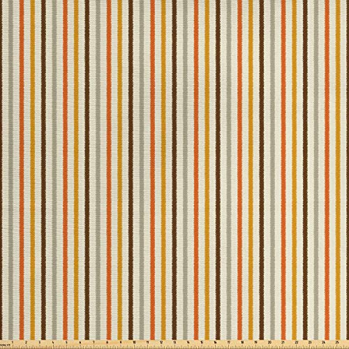 Ambesonne Vintage Fabric by The Yard, Retro Nostalgic 60s 70s Fash...