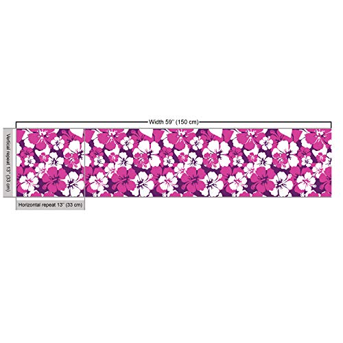 Ambesonne Violet Fabric by The Yard, Aloha Hawaiian Graphic Illust...