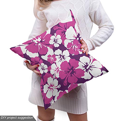 Ambesonne Violet Fabric by The Yard, Aloha Hawaiian Graphic Illust...