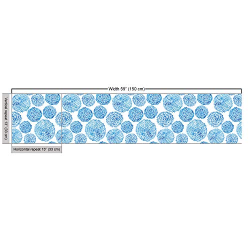 Ambesonne Watercolor Fabric by The Yard, Japanese Flower Circle Pe...