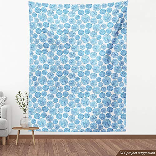 Ambesonne Watercolor Fabric by The Yard, Japanese Flower Circle Pe...