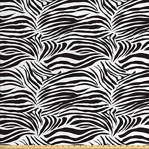 Ambesonne Zebra Print Fabric by The Yard, Striped Zebra Animal Pri...