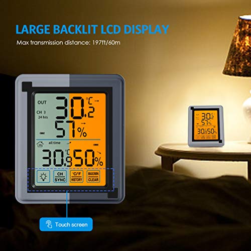 Brifit WA40 Indoor Outdoor Thermometer Humidity Monitor, Wireless ...