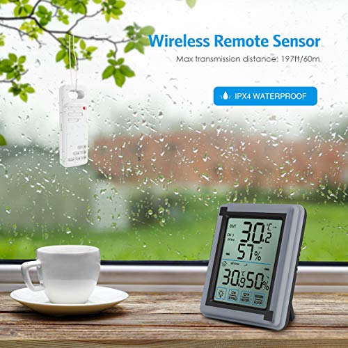 Brifit WA40 Indoor Outdoor Thermometer Humidity Monitor, Wireless ...