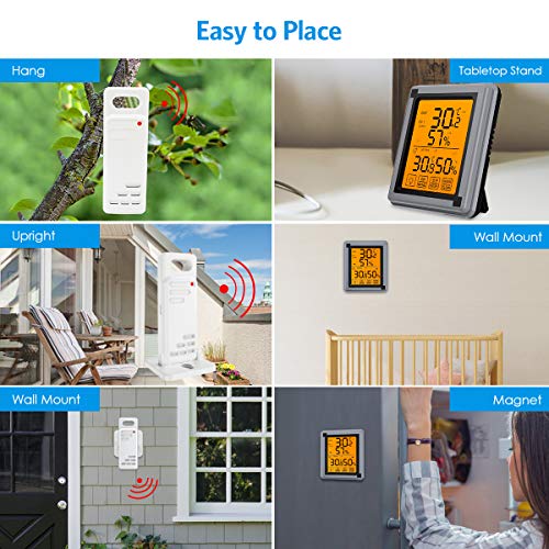 Brifit WA40 Indoor Outdoor Thermometer Humidity Monitor, Wireless ...
