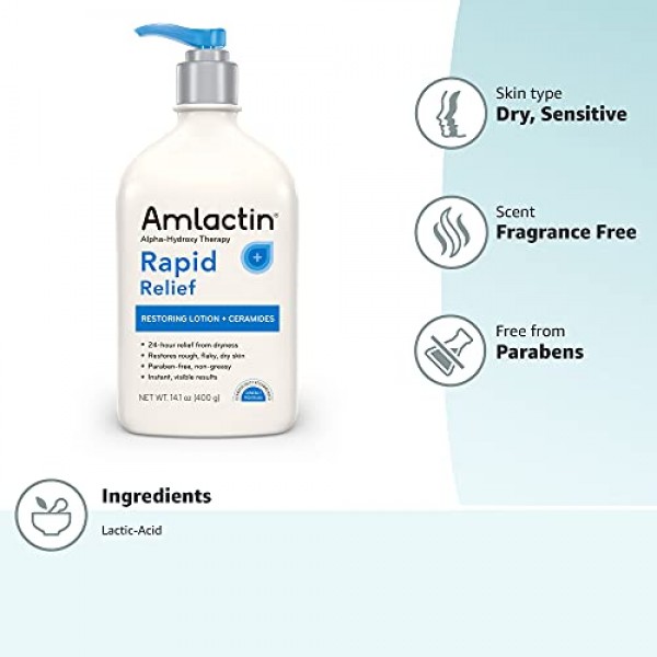 AmLactin Rapid Relief Restoring Body Lotion for Dry Skin – 14.1 oz...