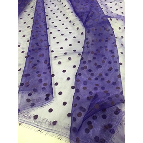 58 Wide,Organza with Polka Dot Flocking Fabric, 2 Yard Lot, Purpl...
