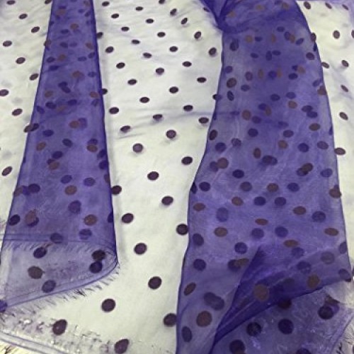 58 Wide,Organza with Polka Dot Flocking Fabric, 2 Yard Lot, Purpl...