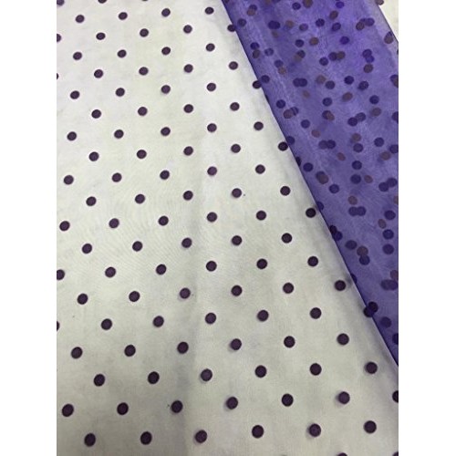 58 Wide,Organza with Polka Dot Flocking Fabric, 2 Yard Lot, Purpl...