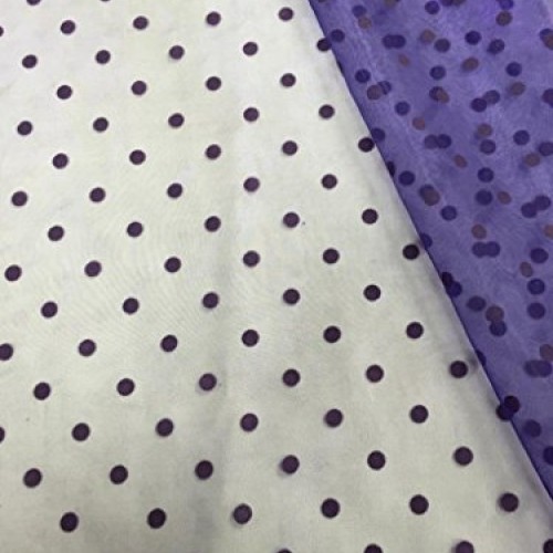 58 Wide,Organza with Polka Dot Flocking Fabric, 2 Yard Lot, Purpl...