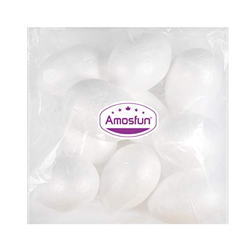 Amosfun 10pcs Foam Easter Egg DIY Painting White Styrofoam Egg Dec...